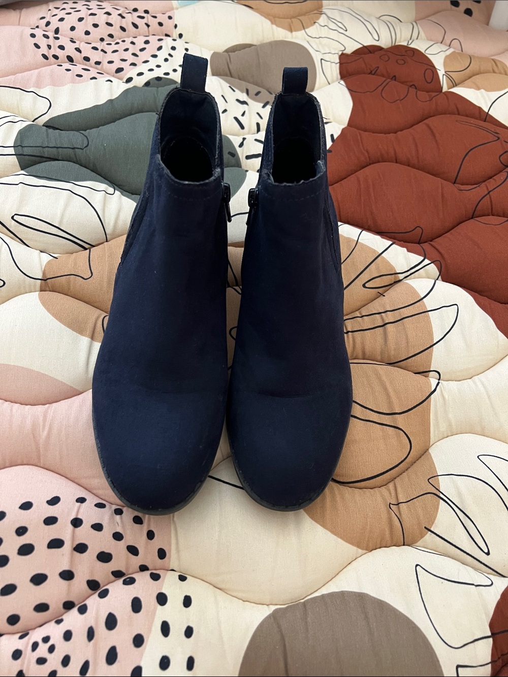 Sun + Stone Navy Suede Chelsea Ankle Boots